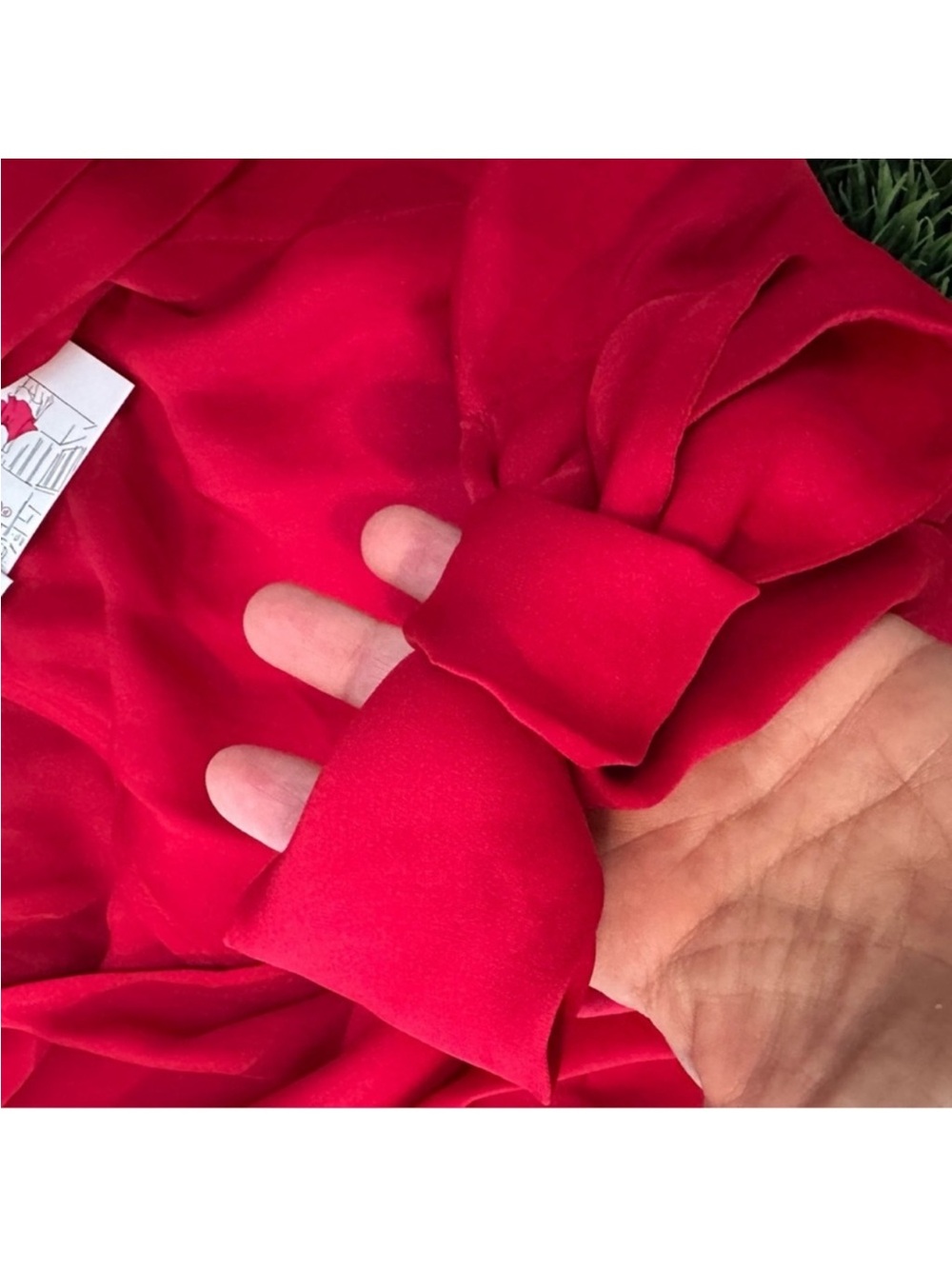 BNWT Parker Arya Puff Sleeve Wrap silk long sleep top ruby red XS - Picture 9 of 10